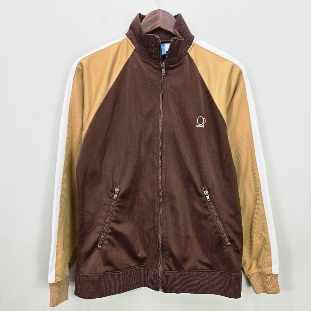 Vtg Y2K Ocean‎ Pacific OP Track Jacket S Brown Tan Full Zip